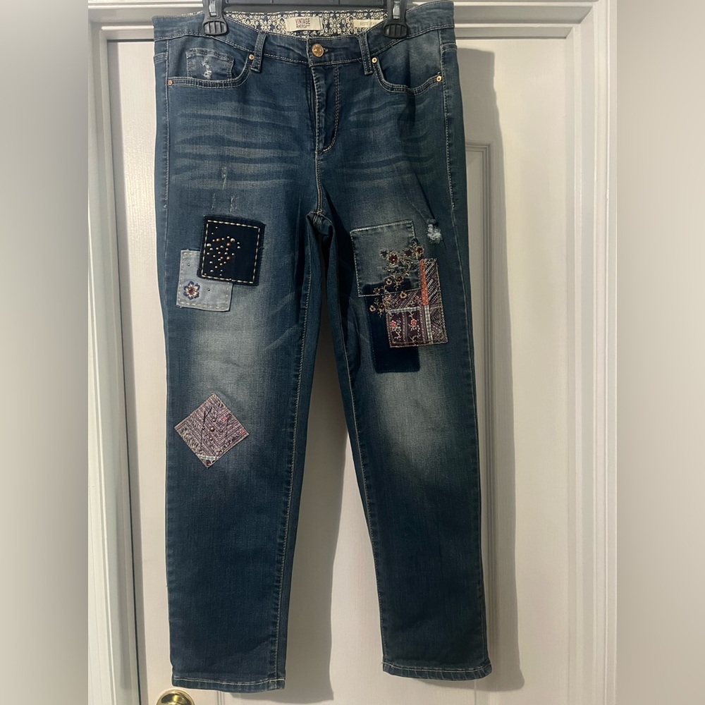 Vintage America Blue Patchwork Jeans